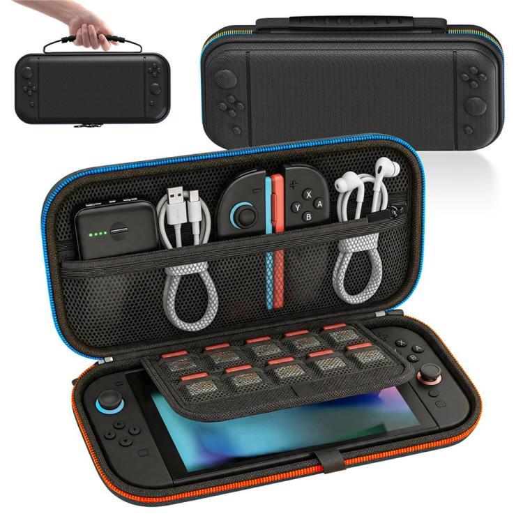 Bolsa de almacenamiento para Nintendo Switch 2, cremallera bicolor, carcasa rígida de EVA a prueba de golpes.