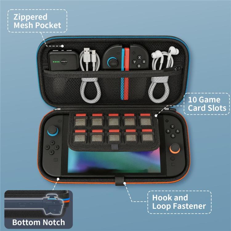 Bolsa de almacenamiento para Nintendo Switch 2, cremallera bicolor, carcasa rígida de EVA a prueba de golpes.