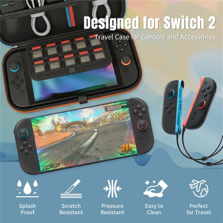 Bolsa de almacenamiento para Nintendo Switch 2, cremallera bicolor, carcasa rígida de EVA a prueba de golpes.