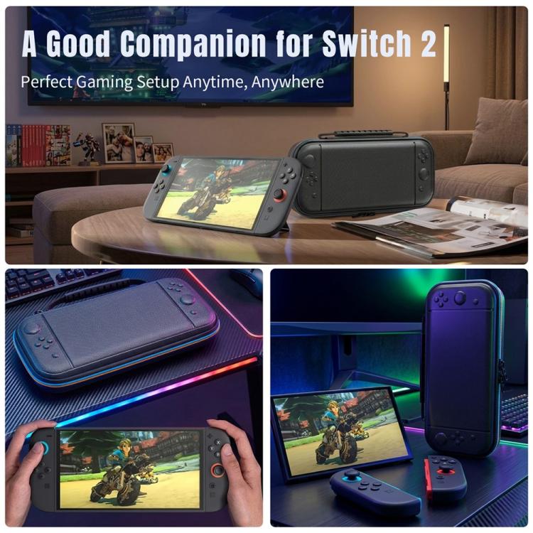 Bolsa de almacenamiento para Nintendo Switch 2, cremallera bicolor, carcasa rígida de EVA a prueba de golpes.