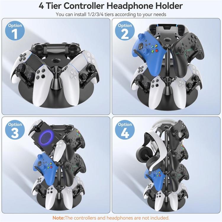 Soporte giratorio de 360 grados de 4 niveles para mandos de juegos de Xbox / PS5 / Nintendo Switch
