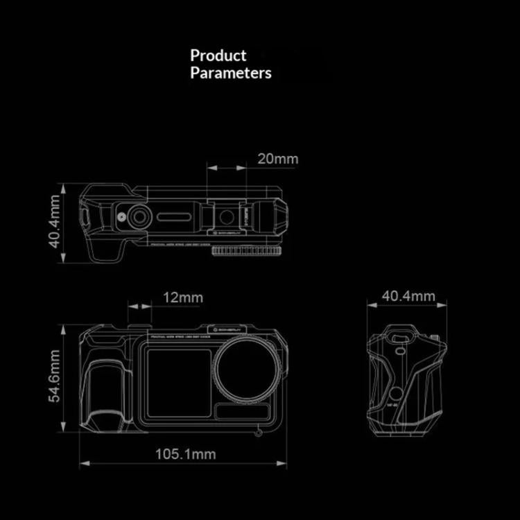 Carcasa protectora de aleación de aluminio para cámara de acción DJI Osmo Action 3 / 4 / 5 Pro.