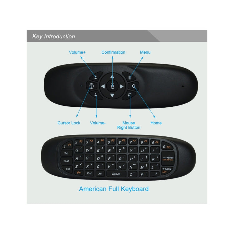 C120 2.4G Mini teclado Ratón remoto inalámbrico con 3 giroscopios y 3 sensores de gravedad para PC / HTPC / IPTV / Smart TV y Android TV Box, etc.