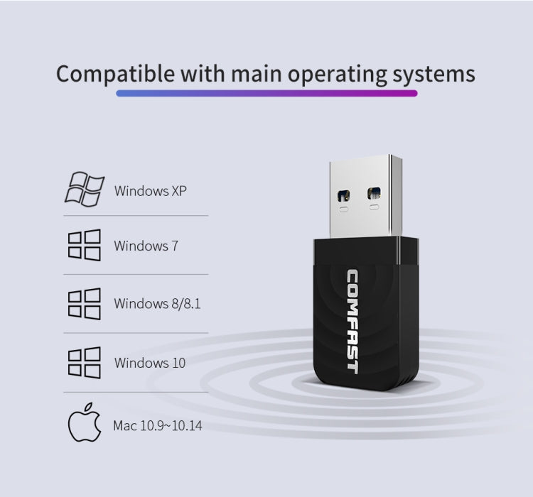 Adaptador WiFi USB COMFAST CF-812AC - WiFi inalámbrico USB de 1300 Mbps, CF-812AC