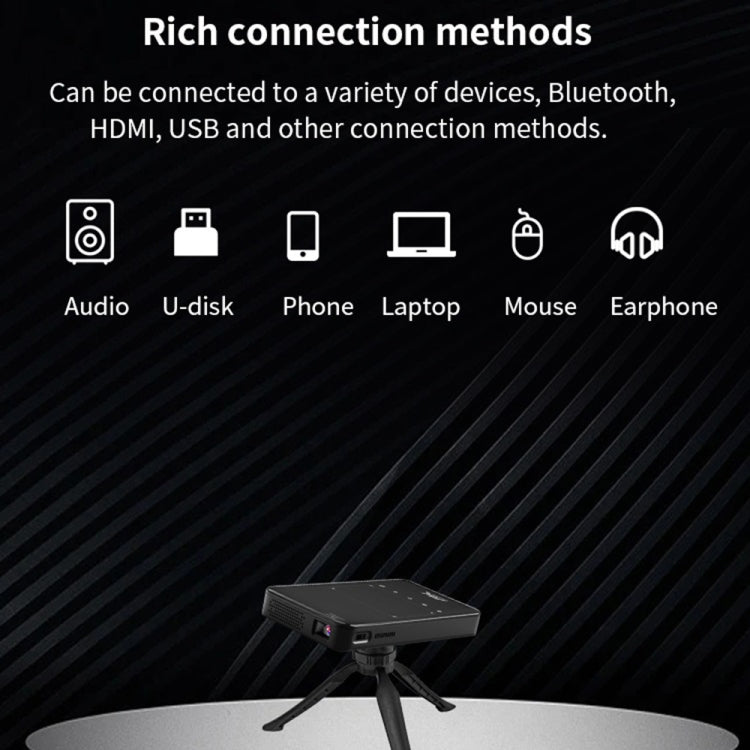 X2 (1+8G) DLP Android 7.1Smart Mini Proyector X2 con cubierta de lente deslizante Wifi Mini proyector (Negro), 1GB+8GB US Plug, 1GB+8GB EU Plug