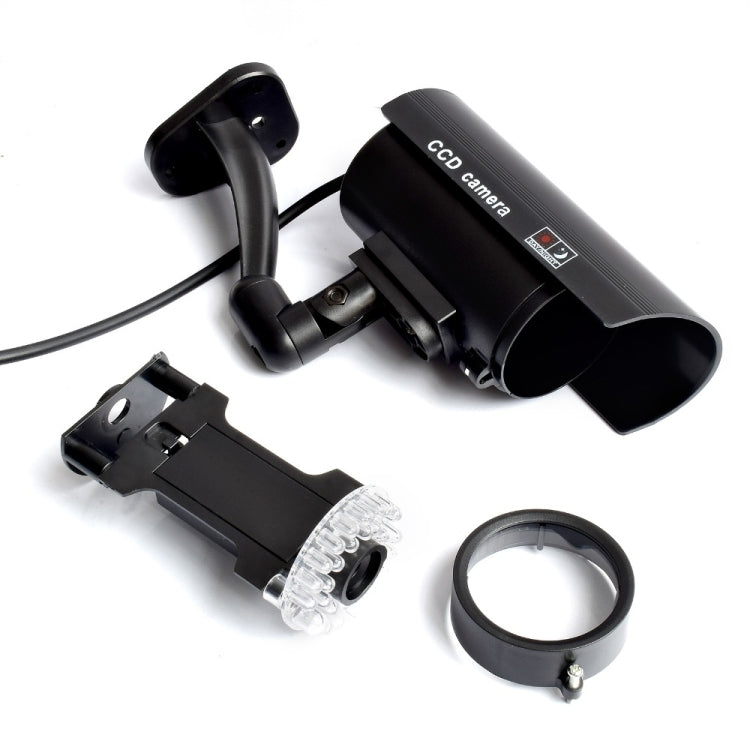 Cámara CCTV simulada a prueba de agua con LED intermitente para una alarma de seguridad de búsqueda realista, black, Plata