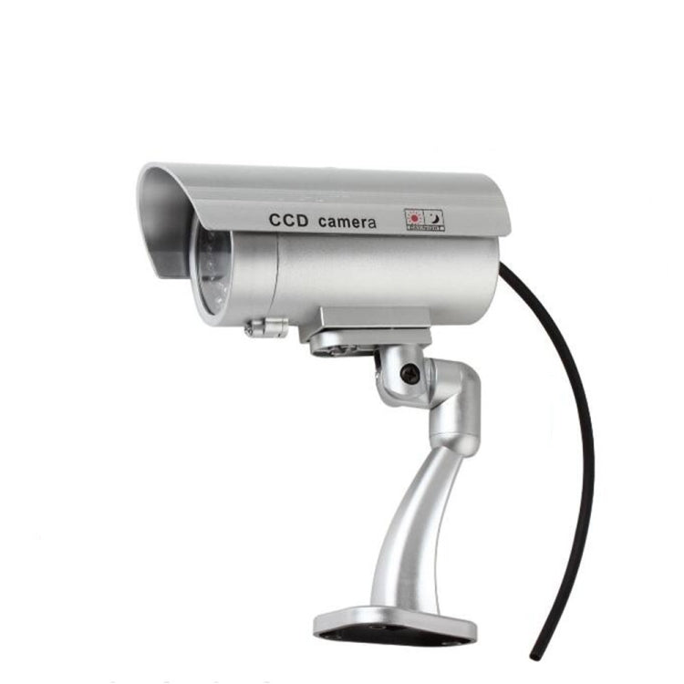 Cámara CCTV simulada a prueba de agua con LED intermitente para una alarma de seguridad de búsqueda realista, black, Plata