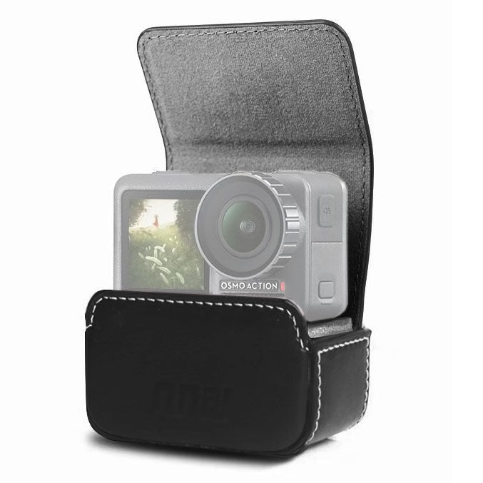 Mini estuche de cuero a prueba de agua Caja de transporte de almacenamiento para DJI OSMO Action / GoPro / SJCAM / Xiaomi Mi Jia, Negro, Café