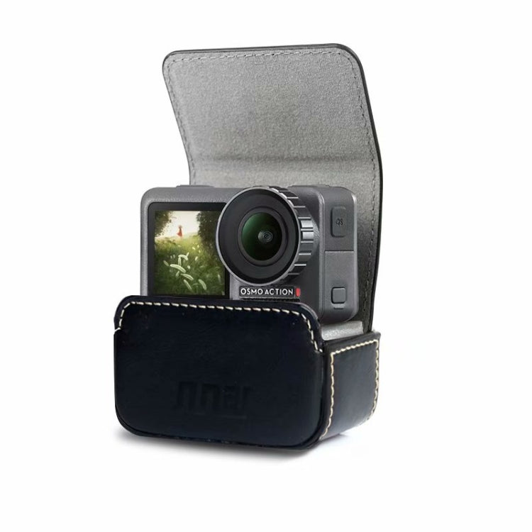 Mini estuche de cuero a prueba de agua Caja de transporte de almacenamiento para DJI OSMO Action / GoPro / SJCAM / Xiaomi Mi Jia, Negro, Café