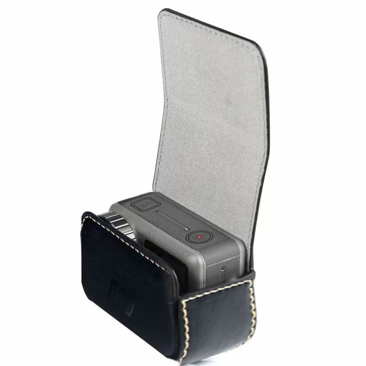 Mini estuche de cuero a prueba de agua Caja de transporte de almacenamiento para DJI OSMO Action / GoPro / SJCAM / Xiaomi Mi Jia, Negro, Café