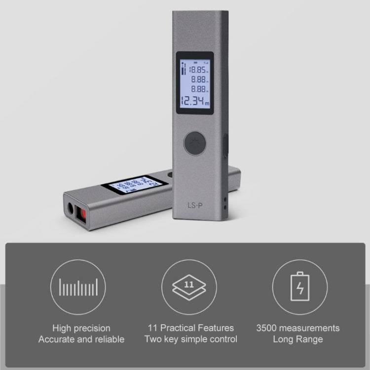 Telémetro láser LS-P, medidor de distancia de 40m, Mini medidor de distancia láser Digital LCD recargable de mano, telémetro láser de 131 pies, 40m