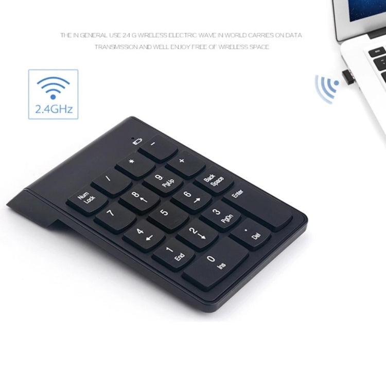Teclado numérico mini USB de 18 teclas de 2,4 GHz, Wireless Black