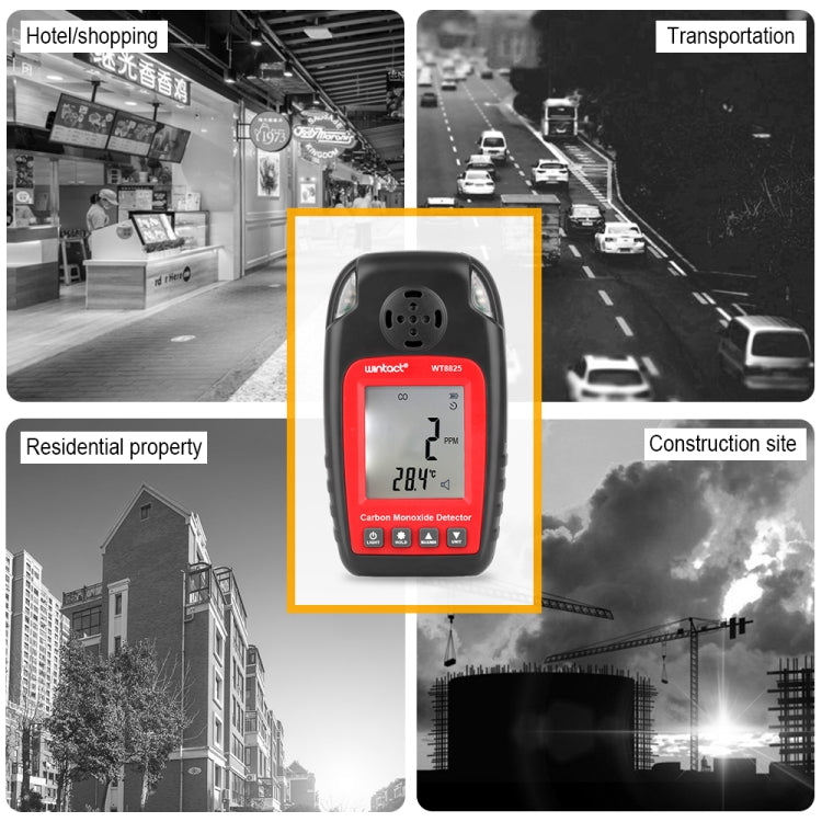 WINTACT WT8825 Detector de monóxido de carbono Sensor de Gas CO independiente Detector de alarma de envenenamiento de alta sensibilidad, WT8825