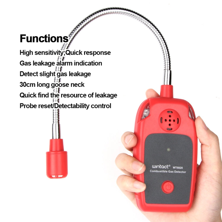 WINTACT WT8820 Detector de alarma de Gas Combustible para el hogar, fuga leve de Gas, Detector de fugas de Gas Natural inflamable, Monitor, analizador de Gas, WT8820