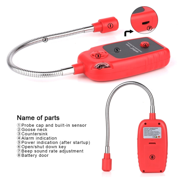WINTACT WT8820 Detector de alarma de Gas Combustible para el hogar, fuga leve de Gas, Detector de fugas de Gas Natural inflamable, Monitor, analizador de Gas, WT8820