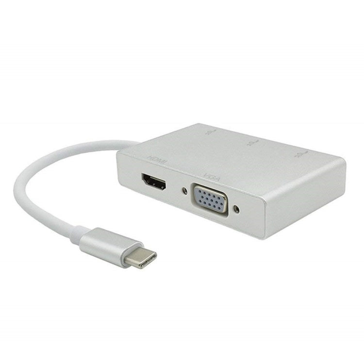 Adaptador de concentrador USB C a HDMI VGA, convertidor USB 3,1 5 en 1 para ordenador portátil, MacBook, ChromeBook Pixel, Huawei MateBook, HDMI+VGA+3xUSB3.0 to Type-C
