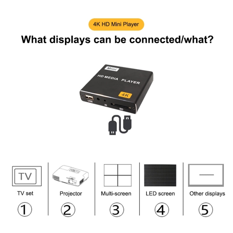 JEDX 4K HD Player Single AD Machine Power on Automatic Loop Play Video PPT Pantalla horizontal y vertical U Disk SD Play, US, EU, UK