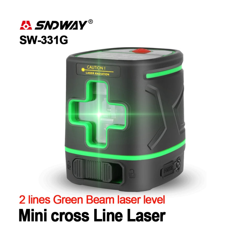 SNDWAY SW-331G Nivel láser 2 líneas 360 grados batería recargable Rayo verde nivel autonivelante láser 3D giratorio Vertical Horizontal