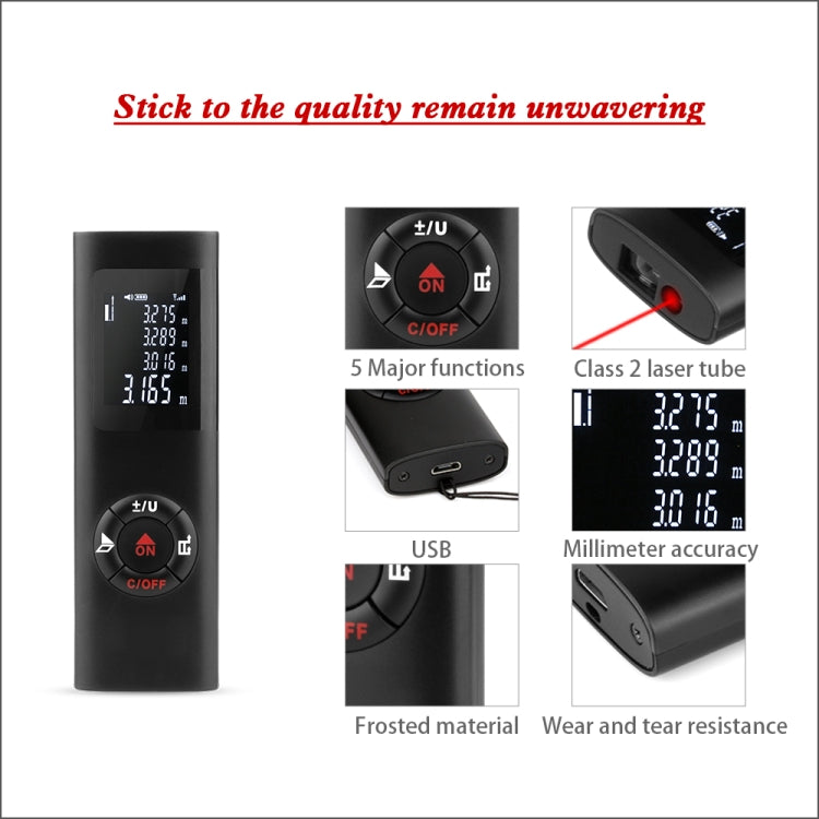 Mini medidor de distancia láser JQ-40, telémetro láser portátil Digital recargable de 40m, telémetro láser portátil, medida de construcción, 40m