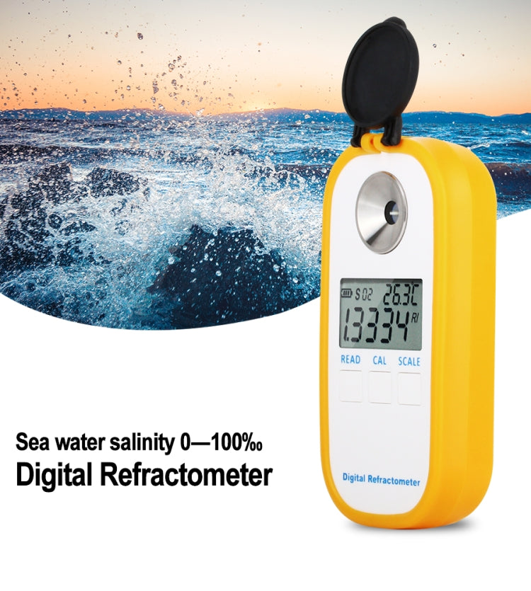 Refractómetro digital de agua de mar DR202 Medidor de salinidad de agua de mar Rango de gravedad específica 0―100‰ Clorinidad 0~57‰ Refractómetro, DR202