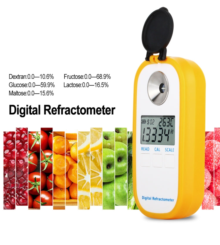 Refractómetro Digital DR103 con pantalla LCD, medidor de azúcar y zumo de fruta Brxi, refractómetro para dextrano, fructosa, glucosa, lactosa, maltosa, DR103