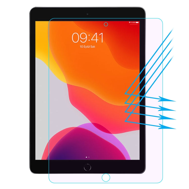 Para iPad 10.2 (2019) ENKAY Hat-Prince 0,33 mm 9H Dureza superficial 2.5D Película de vidrio templado anti-rayos azules a prueba de explosiones