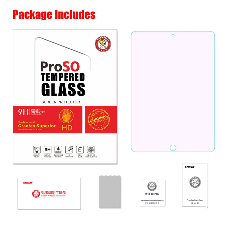Para iPad 10.2 (2019) ENKAY Hat-Prince 0,33 mm 9H Dureza superficial 2.5D Película de vidrio templado anti-rayos azules a prueba de explosiones
