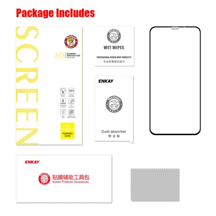 ENKAY Hat-Prince 0.26mm 9H 6D Película de vidrio templado de pantalla completa curvada, For iPhone 11 / iPhone XR, For iPhone 11 Pro / XS / X, For iPhone 11 Pro Max / XS Max