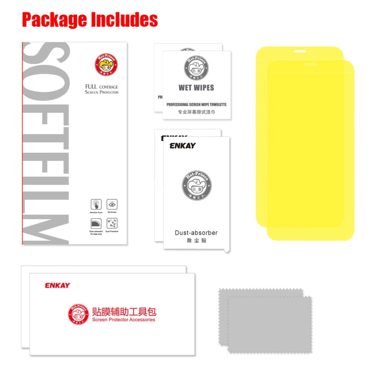 2 uds ENKAY Hat-Prince 0,1mm 3D Protector de pantalla completa película de hidrogel a prueba de explosiones, For iPhone 11 / iPhone XR, For iPhone 11 Pro / XS / X, For iPhone 11 Pro Max / XS Max