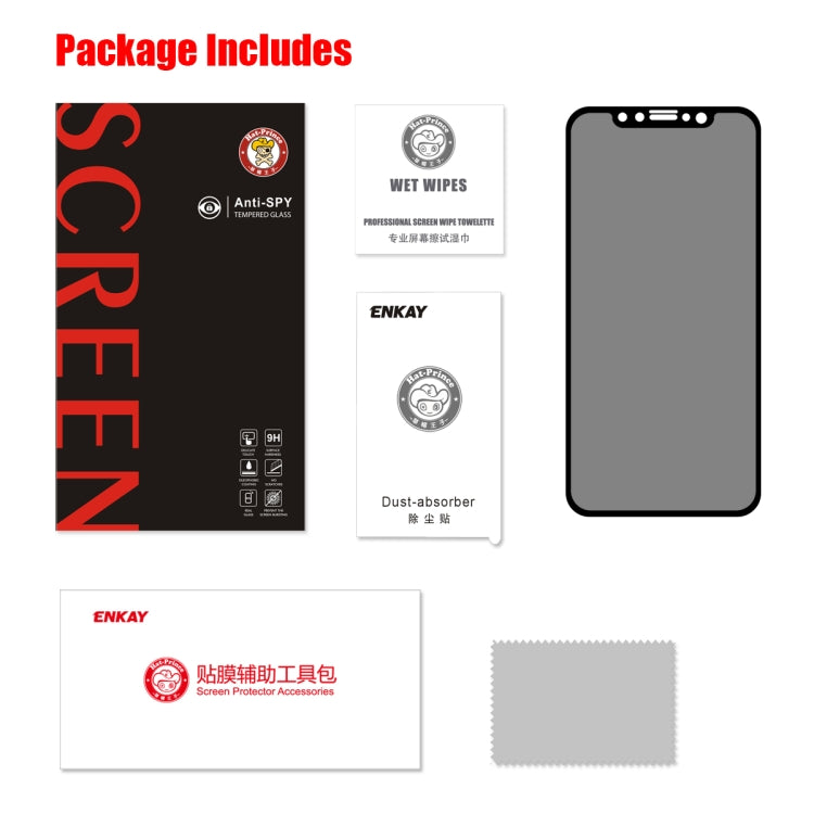 ENKAY Hat-Prince 0.26mm 9H 2.5D Privacidad Antideslumbrante Película de vidrio templado de pantalla completa, For iPhone 11 / iPhone XR, For iPhone 11 Pro / XS / X, For iPhone 11 Pro Max / XS Max