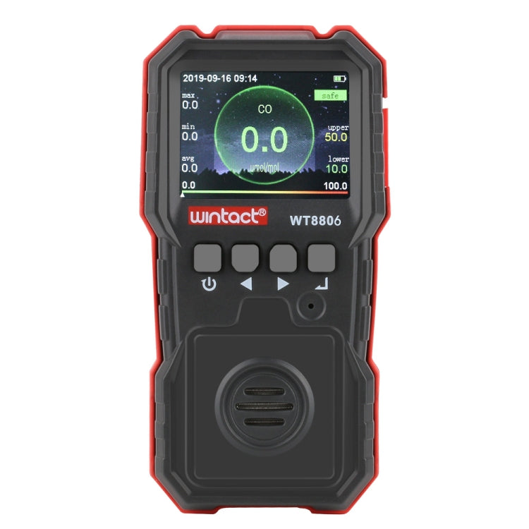 WINTACT WT8806 Monitor de monóxido de carbono Sensor de gas recargable profesional Envenenamiento de alta sensibilidad Alarma de vibración de luz y sonido Detector de CO