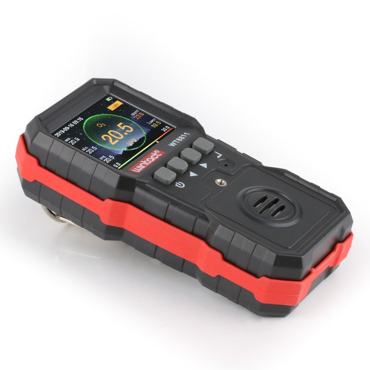 WINTACT WT8811 Monitor de gas compuesto Pantalla LCD Recargable Multifunción 4 en 1 Combustible O2 H2S CO Sensor de gas Luz de sonido Alarma de vibración