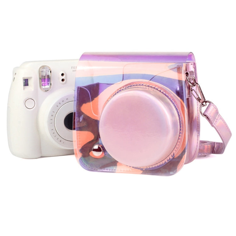 Richwell-Bolsa de cámara de PVC translúcido para Fujifilm Instax Mini 8 8+ 9, funda con correa para el hombro, carcasa rosa degradado