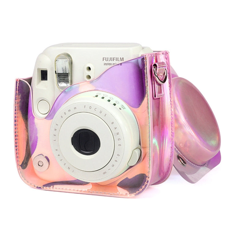Richwell-Bolsa de cámara de PVC translúcido para Fujifilm Instax Mini 8 8+ 9, funda con correa para el hombro, carcasa rosa degradado