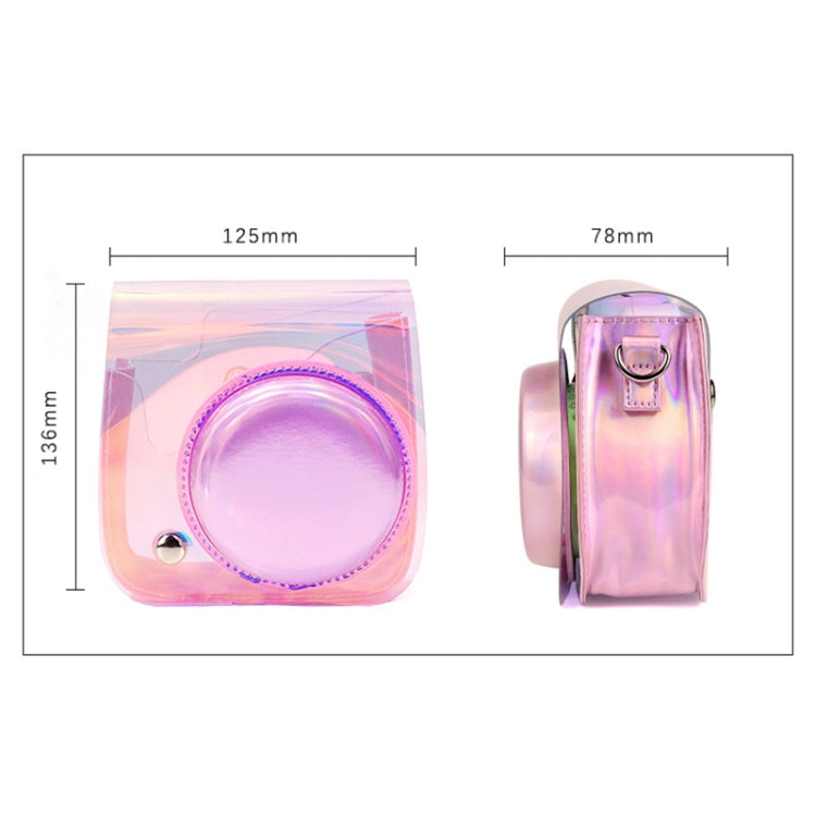 Richwell-Bolsa de cámara de PVC translúcido para Fujifilm Instax Mini 8 8+ 9, funda con correa para el hombro, carcasa rosa degradado