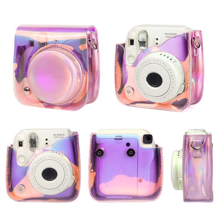 Richwell-Bolsa de cámara de PVC translúcido para Fujifilm Instax Mini 8 8+ 9, funda con correa para el hombro, carcasa rosa degradado