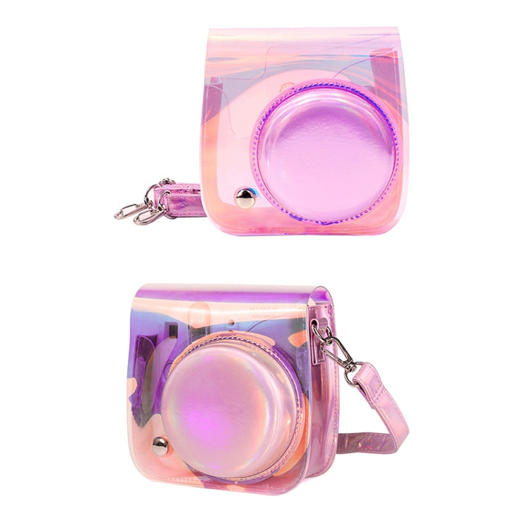 Richwell-Bolsa de cámara de PVC translúcido para Fujifilm Instax Mini 8 8+ 9, funda con correa para el hombro, carcasa rosa degradado