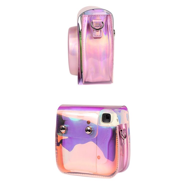 Richwell-Bolsa de cámara de PVC translúcido para Fujifilm Instax Mini 8 8+ 9, funda con correa para el hombro, carcasa rosa degradado