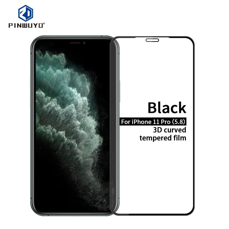 Película de vidrio templado curvo 3D PINWUYO 9H, For iPhone 11 Pro, For iPhone 11 Pro Max, For iPhone 11
