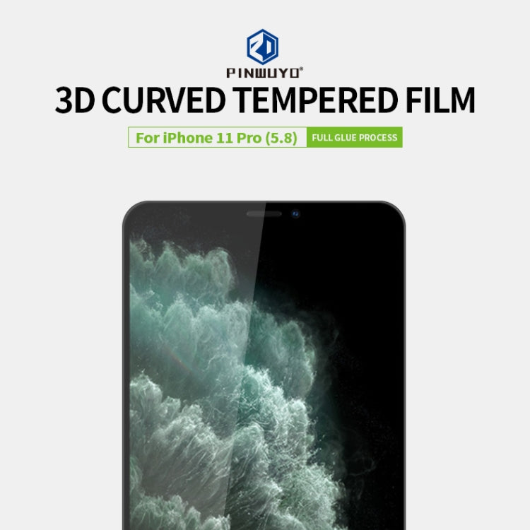 Película de vidrio templado curvo 3D PINWUYO 9H, For iPhone 11 Pro, For iPhone 11 Pro Max, For iPhone 11