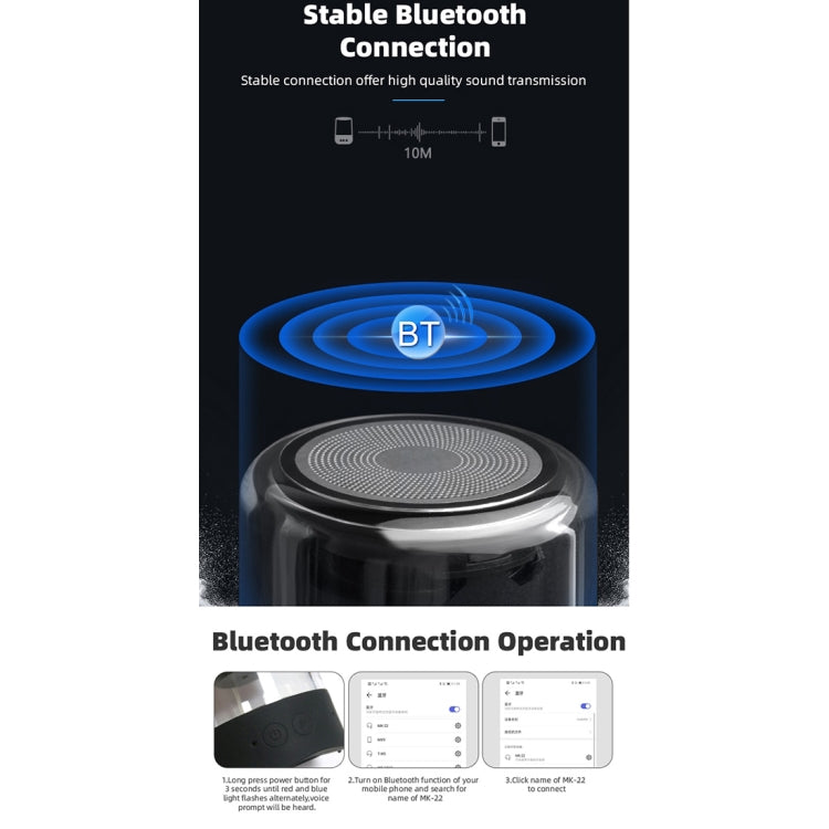 Altavoz Bluetooth de absorción magnética Fineblue MK-22 TWS con altavoz de luz LED