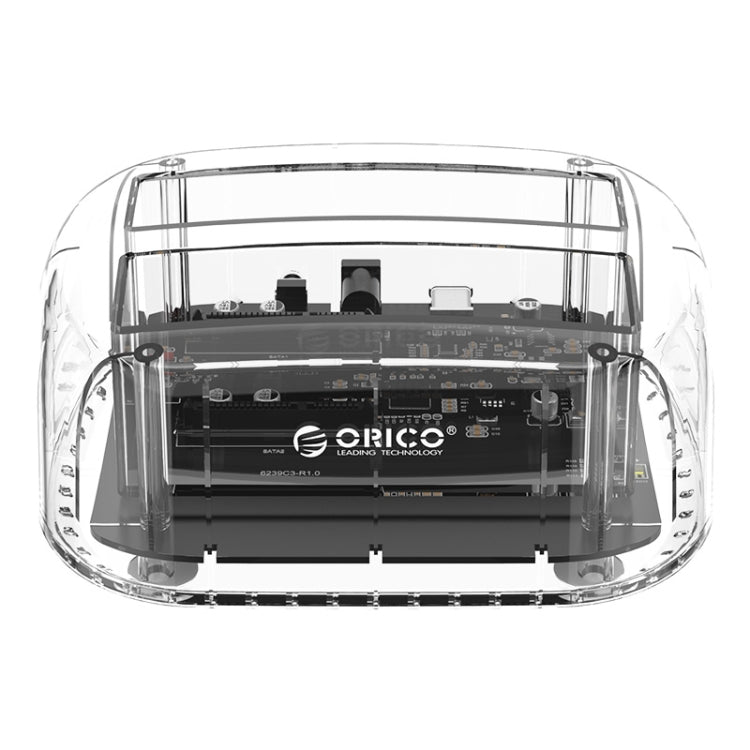 ORICO 6239C3 Base para disco duro transparente tipo C de 2 bahías de 2,5/3,5 pulgadas
