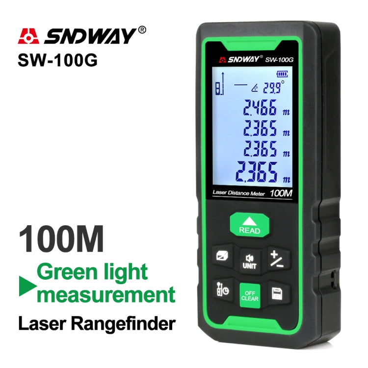 SNDWAY SW-100G Telémetro con sensor de cinta láser digital con luz verde