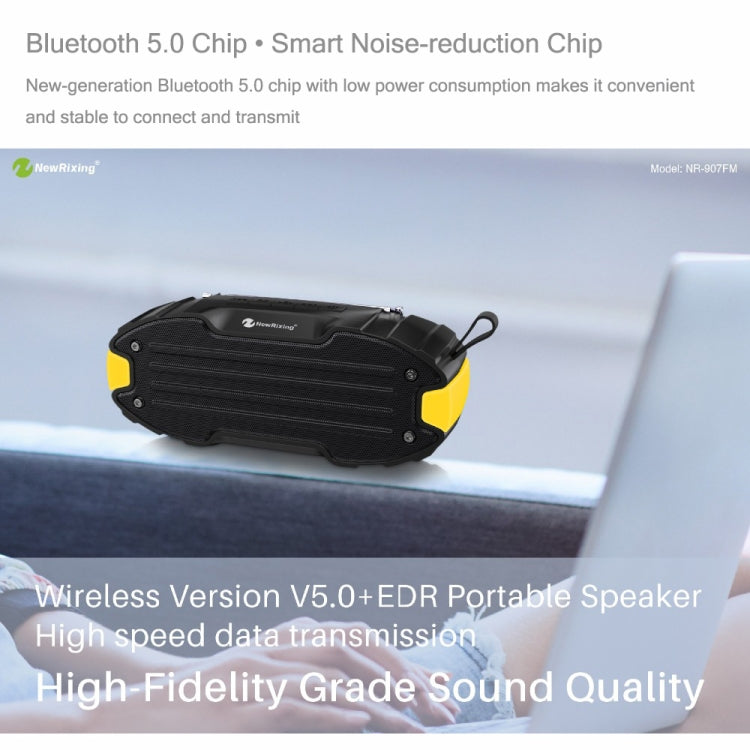 Nuevo Rixing NR907 Altavoz Bluetooth con barra de sonido envolvente estéreo portátil con micrófono, compatible con tarjeta TF FM