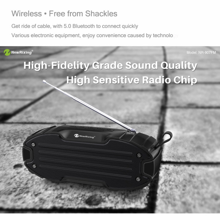 Nuevo Rixing NR907 Altavoz Bluetooth con barra de sonido envolvente estéreo portátil con micrófono, compatible con tarjeta TF FM