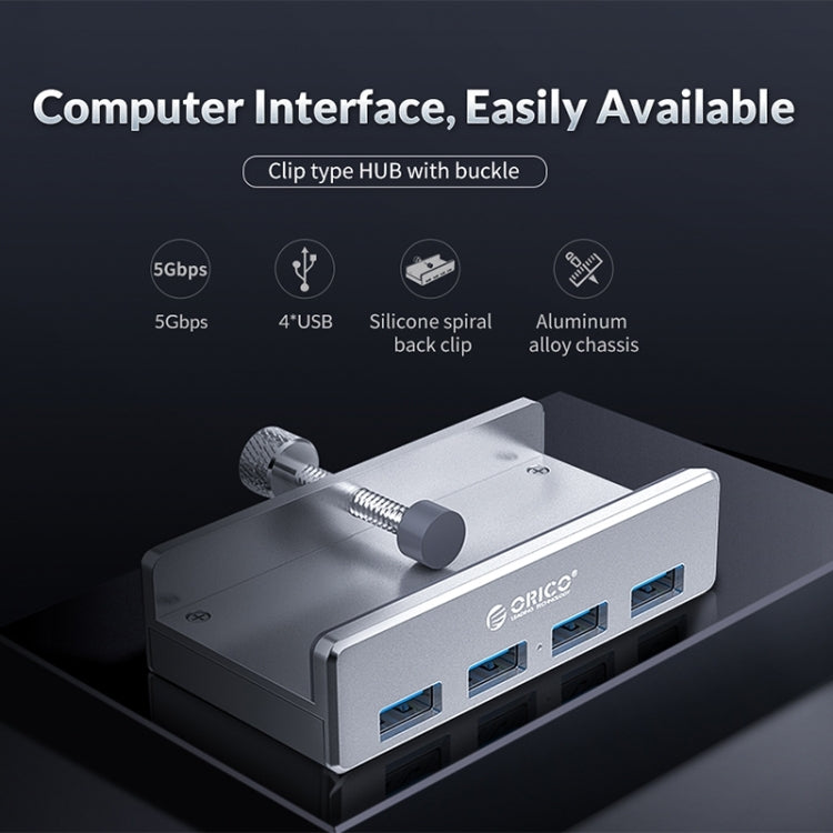 ORICO MH4PU-P Aleación de aluminio 4 puertos USB3.0 HUB tipo clip, MH4PU-P(Black), MH4PU-P(Silver)
