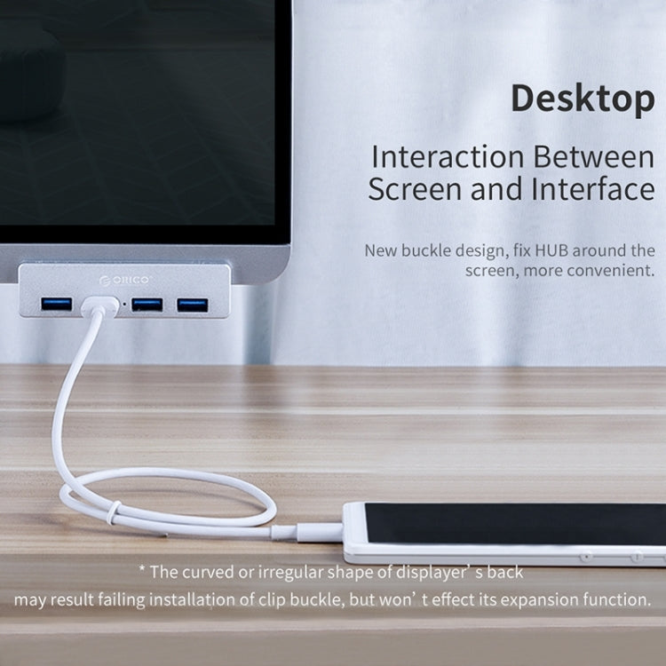 ORICO MH4PU-P Aleación de aluminio 4 puertos USB3.0 HUB tipo clip, MH4PU-P(Black), MH4PU-P(Silver)