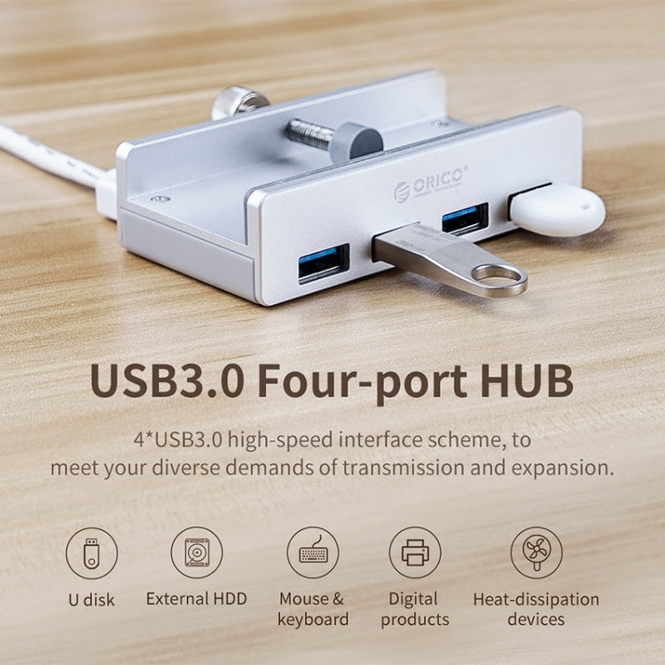 ORICO MH4PU-P Aleación de aluminio 4 puertos USB3.0 HUB tipo clip, MH4PU-P(Black), MH4PU-P(Silver)