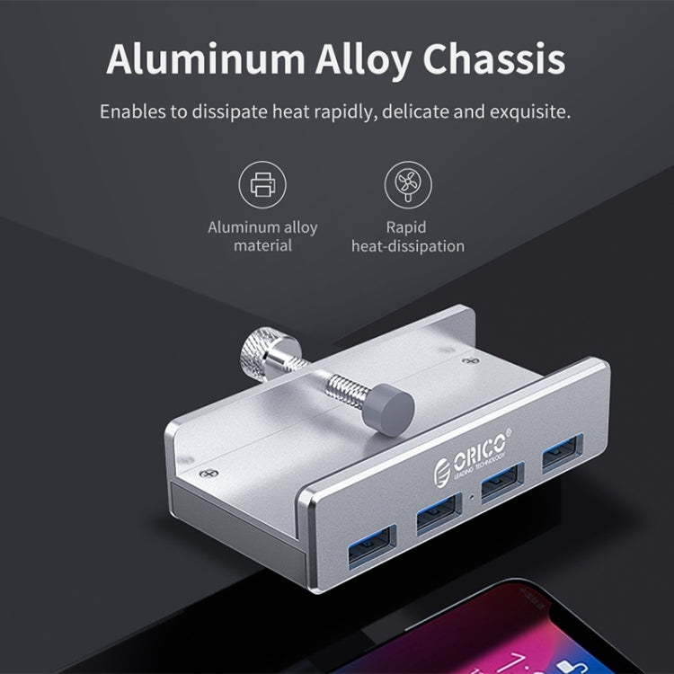 ORICO MH4PU-P Aleación de aluminio 4 puertos USB3.0 HUB tipo clip, MH4PU-P(Black), MH4PU-P(Silver)
