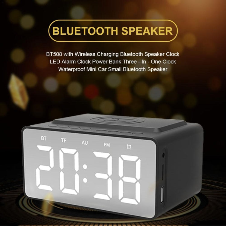 AEC BT508 Altavoz Bluetooth de carga inalámbrica Reloj despertador LED Altavoz tres en uno del banco de energía